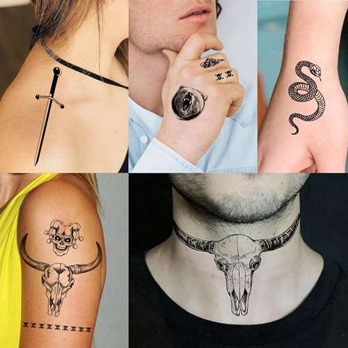 5 Sheets Temporary Tattoos Halloween Costume Set for Men Women