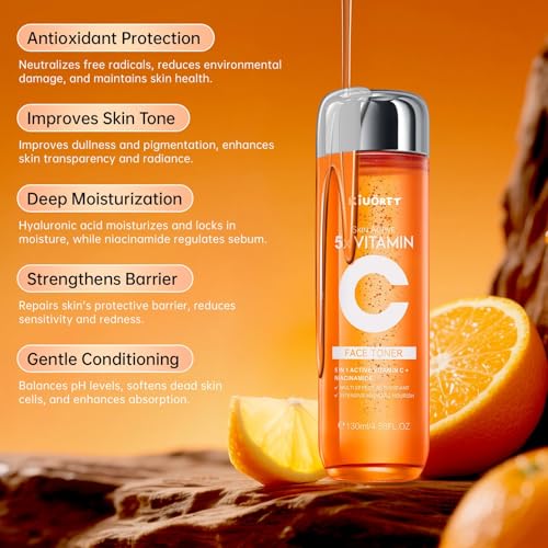 5X Vitamin C Toner - Vitamin C Face Toner with Niacinamide & Hyaluronic Acid Deep Hydration & Improves Skin Tone - Korean Skin Care for All Skins, 130ml