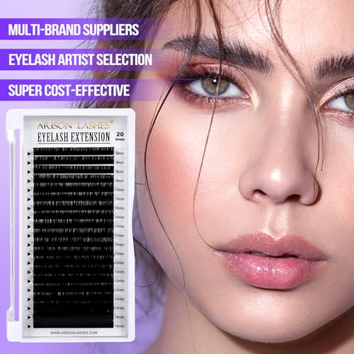 Arison Lashes Cashmere Classic Lash Extensions Soft Lashes 20 Rows Mixed Tray D 8-16mm Curl 0.07 Thick Volume Pesta?as Pelo a Pelo