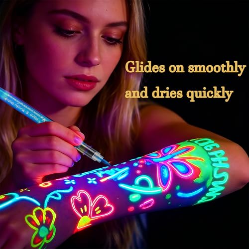 Glow in the Dark Face Paint Markers - 12 Neon UV Body Art Pens