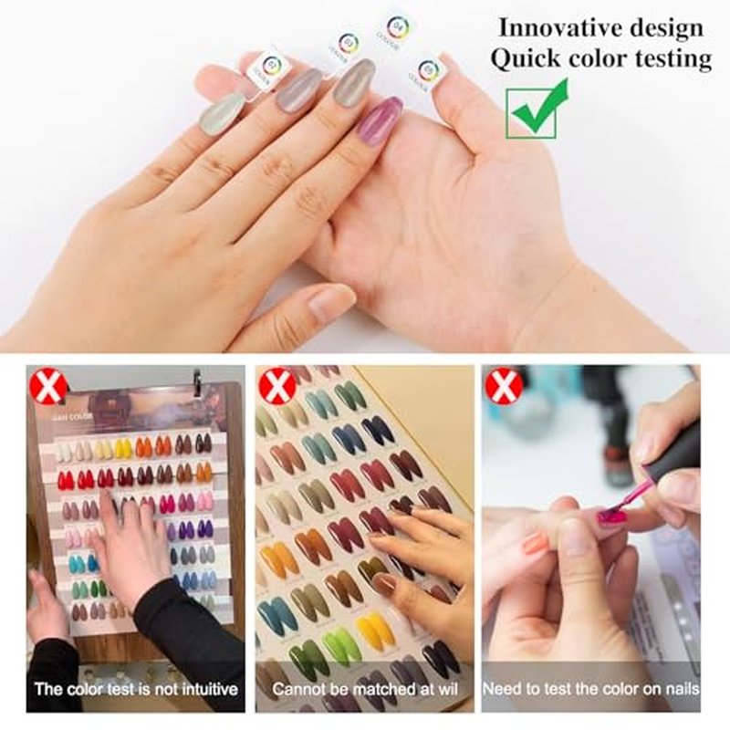 144 Magnetic Nail Color Book,Leather Magnetic Color Display Book with 144PCS Magnetic Tips & 1-240 Number Labels,Perfect for Nail Polish Nails Art Design(Gray)
