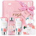 Body & Earth Rose New Spa Gift Set for Women - 5 Pcs Bath & Body Box with Rose Scent
