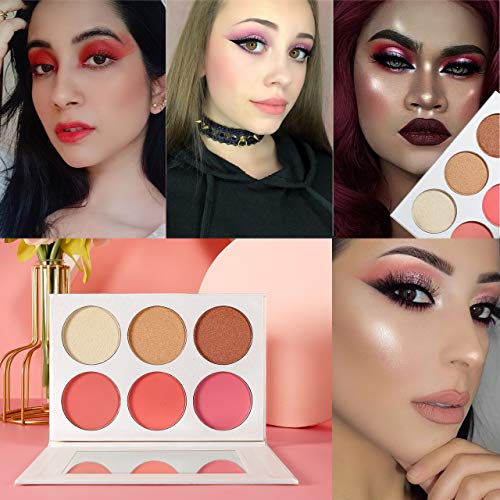 Blusher & Highlighter Palette Set - 6 Colors