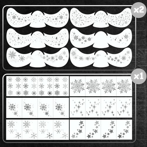 Glitter Snowflake Freckles Face Tattoos - 18 Sheets Waterproof Silver Temporary Makeup Patches for Women Christmas Makeup Accessories