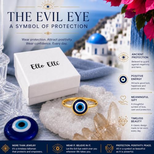 Ello Elli Gold Evil Eye Ring for Women | Stainless Steel