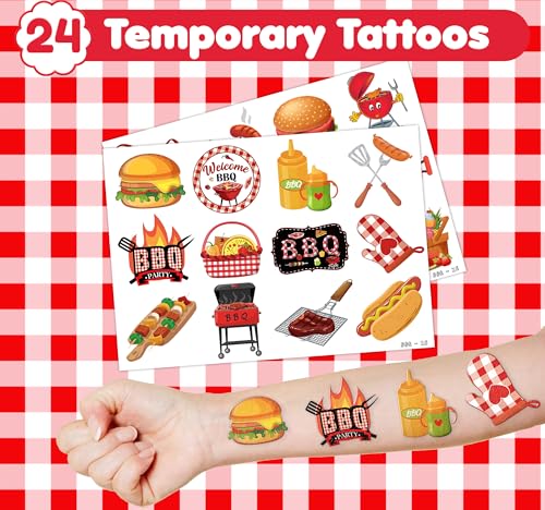 48-Piece BBQ Party Favor Set - Tattoos & Slap Bracelets