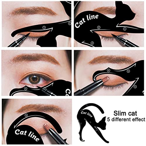 Cat Eyeliner & Eye Shadow Stencil Set - 2 PVC Templates for Precise Eye Makeup