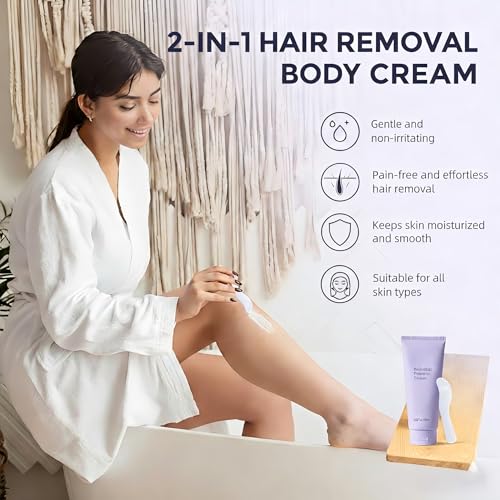 Hair Removal Cream for Women, Plant-Based Sensitive Skin Formula, Fast-Acting Depilatory Cream for Legs/Arms/Underarms/Stomach/Bikini Line, 2-in-1 Hair Removal ((3.38 Fl Oz (Pack of 1)))