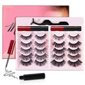 Awmyis Magnetic Eyelashes Kit with Eyeliner & Tweezers - 10 Pairs, 3D Natural Look, Reusable (Variation: 10)