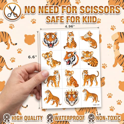 96 Tiger Temporary Tattoos for Kids | Jungle Party Favors