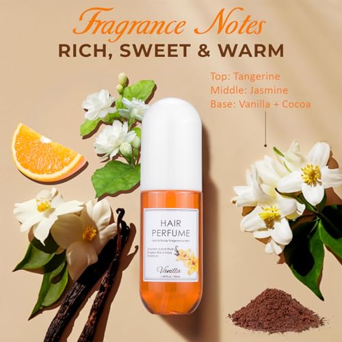 Msktasy Vanilla Hair & Body Perfume Spray - Long-Lasting Pheromone Mist