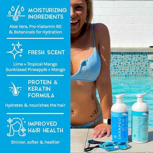 TRISWIM Hair Care Bundle with Swim Shampoo and Conditioner 32 Fl Oz Each | Repairs Chlorine-Damaged Hair, Enhances Natural Texture | Nourishing Pack of 2