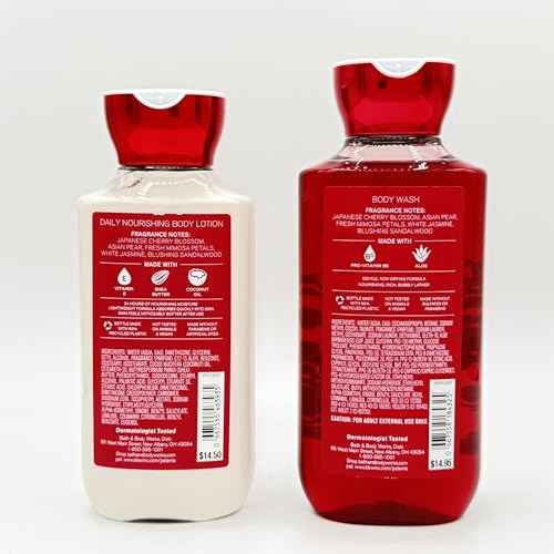 Bath and Body Works Japanese Cherry Blossom Shower Gel (10 fl oz) and Body Lotion (8 fl oz) Signature Collection (Set of 2)