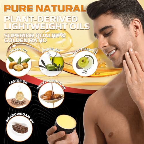 2x Biotin Beard Growth Oil and Beard Balm - Beard Growth Serum Care Kit - Vegan Natural Ingredients Leave-In Conditioner - Moisturizes, Strengthens, Thickens and Promotes Facial Hair Growth