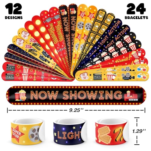 Movie Night Party Favors Set - 60 Pieces Slap Bracelets & Tattoos