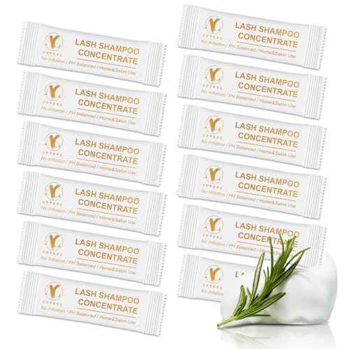 Lash Shampoo Concentrate Unscented Eyelash Cleanser Concentrate Pack 12 Bags Lash Wash Concentrate Foaming DIY Lash Foam Concentrate Eyelash Extensions Shampoo Travel Home Care Eyelash Supplies