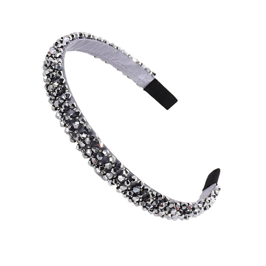 Ruihfas Fashion Sparkle 4 Rows Crystal Rhinestone Headbands Beaded Hair Hoop Band (Silver)