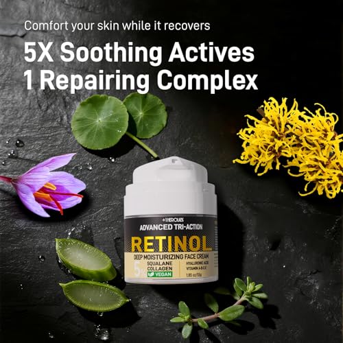 Retinol Moisturizer Anti-Aging Face Cream - Triple Retinol, 5% Squalane, Hyaluronic Acid, Collagen, Peptides, Niacinamide - Hydrating & Firming Wrinkle Night Cream, Fragrance Free, 1.85oz (Pack of 1)
