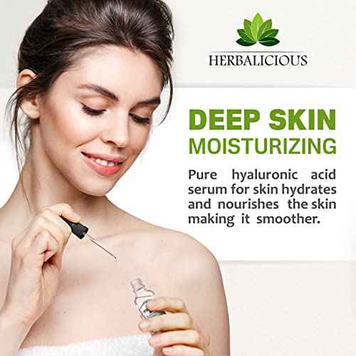 Herbalicious Hyaluronic Acid Serum ? Hyaluronic Acid Serum for Face ? Paraben-Free Pure Hyaluronic Acid ? Moisture Boost Hydrating Serum ? Anti-Aging Serum for Fine Lines, Wrinkles ? 2oz