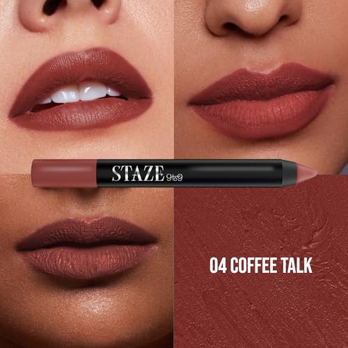 Staze Pout On Matte Lip Crayon - Coffee Talk 04, 12Hr Waterproof