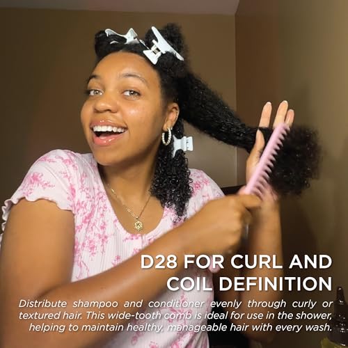 Denman D28 Wide Tooth Detangling Comb - Curved Pin For Detangling, Curl Defining, Smoothing - Wet Comb For All Hair Types, Women and Men