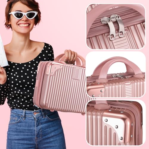 Noverlife 14" Hard Shell Makeup Travel Case - Rose Gold