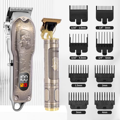 Professional Cordless Hair Clipper Set with T-Blade Trimmer