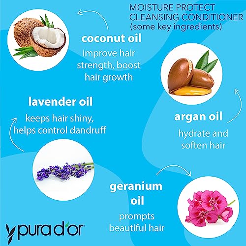 PURA D¡¯OR Moisture Protect Cleansing Conditioner (16oz) Detangles & Restores Hair with Argan Oil,Lavender,No Sulfate,All Hair Types,Men & Women (Packaging may vary),(Pack of 2)