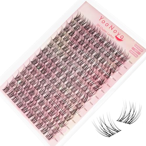 YooNoya 14mm Wispy Eyelash Clusters A-QX-14mm Invisible Band - Reusable Natural Lashes