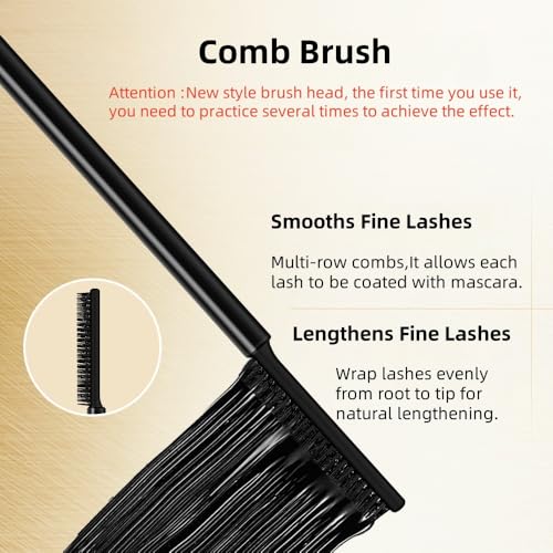 Mascara in Black with Comb Brush, No Clumping, Smudge-Proof, Volume and Length, Long-Lasting Hold, Separates Lashes for Definition, Waterproof Mascara