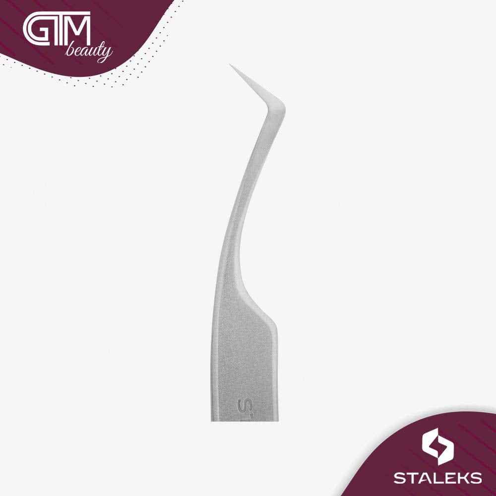 STALEKS PRO Expert 41 Type 2 Professional Eyelash Tweezers (L-Shaped 40°) – Stainless Steel for 2D-8D Volume Lash Extensions & Enhanced Visibility