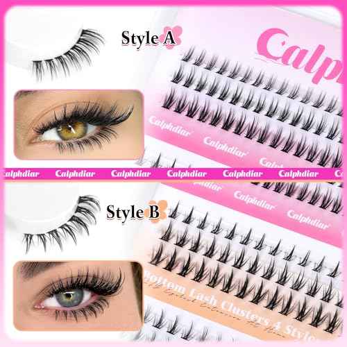 Bottom Lash Clusters DIY Eyelash Extensions 4 Styles Lower Lashes Wispy Bottom Individual Lashes 5-7mm Natural Thin Band Eyelash Clusters 225pcs for Bottom Lash Extension by calphdiar