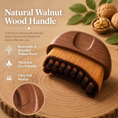 Lymphatic Face Contour Brush - Wooden Handle, Soft Bristles