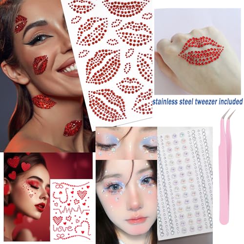 Face Gems Stickers Self Adhesive Rhinestones for Makeup