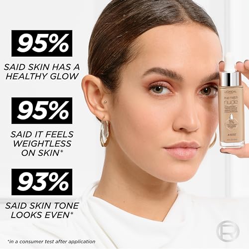 L'Oreal Paris True Match Nude Hyaluronic Tinted Serum Foundation with 1% Hyaluronic acid, Tan-Deep 7-8, 1 fl. oz.