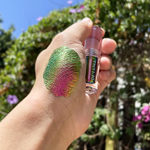 Multichrome Eyeshadow Liquid, Duochrome Metallic Glitter Shimmer Metal Colorful Bright Liquid Eye Shadow, Chameleon Sparkle Waterproof High Pigmented Longlasting Liquid Eyeshadows Color Shift Gold