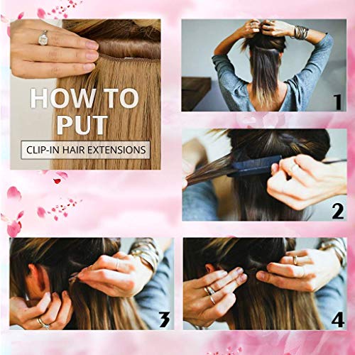 GOO GOO Clip-in Hair Extensions for Women, Soft & Natural, Handmade Real Human Hair Extensions, Natural black, Long, Straight #1b, 7pcs 120g 18 inches