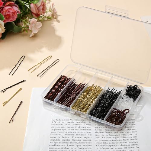 480 Pc Bobby Pins & Hair Elastics Kit, Black/Brown/Gold