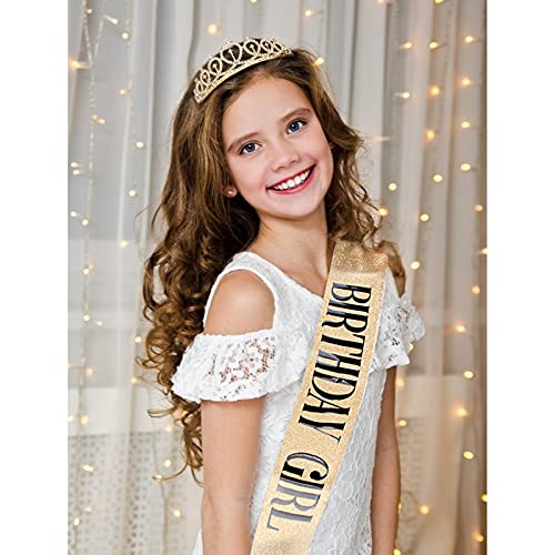 CIEHER Tiaras and Crowns for Women,Birthday Queen Sash & Rhinestone Tiara,Birthday Crown,Birthday Sash,Birthday Party Supplies Favors Gift (Gold 2)