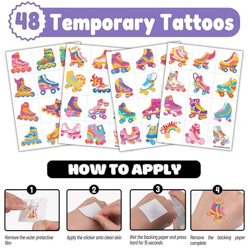 72-Piece Retro Party Favors Set - 48 Tattoos & 24 Punch Balloons