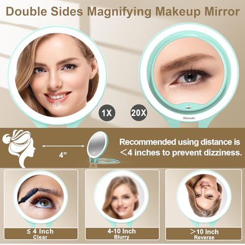 Mocado Green Travel Lighted Makeup Mirror 1X/20X Magnification, Rechargeable