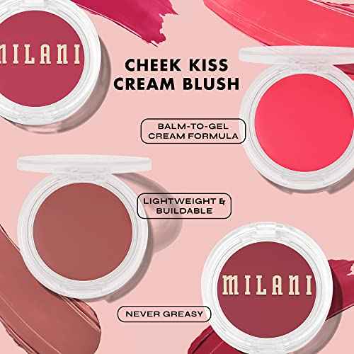 Milani Blush Makeup ? Cheek Kiss Cream Blush for Cheeks, Buildable Cream-to-Gel Blusher & Lip Tint, Dewy Natural Color, Hydrating - Nude Kiss