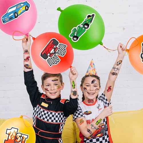 Race Car Party Favor Pack: 24 Punch Balloons & 48 Tattoos