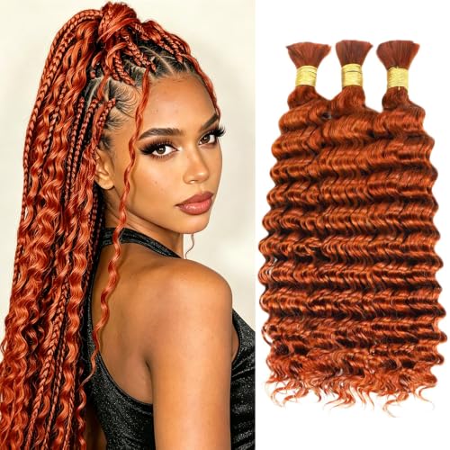 #350 Ginger Deep Wave Human Braiding Hair 150G Boho