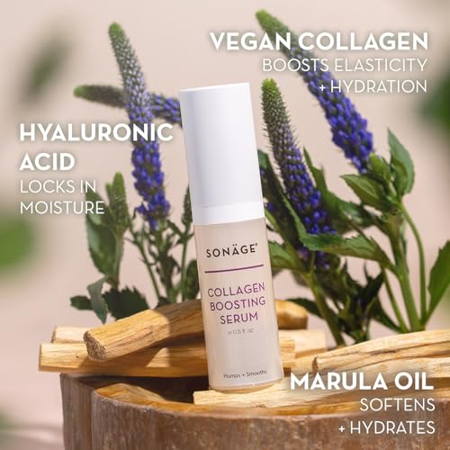 Sonage Collagen Boosting Serum: Vegan Anti-Aging Face Serum | Plumps, Smooths, Minimizes Pores, Wrinkles