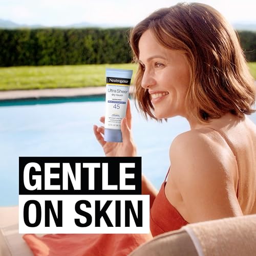 Neutrogena Ultra Sheer Dry-Touch Sunscreen Lotion, Broad Spectrum SPF 45 UVA/UVB Protection, Light, Water Resistant, Non-Comedogenic; Non-Greasy, Travel Size, 3 fl. oz
