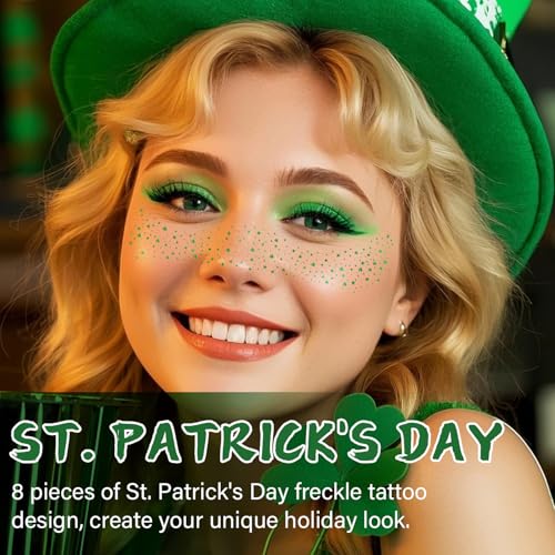 St. Patrick's Day Freckle Face Stickers - 8 Waterproof Designs