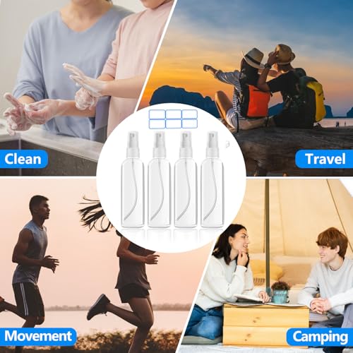 4 Pack 3.4oz TSA Approved Travel Bottles - Refillable Plastic Spray Containers