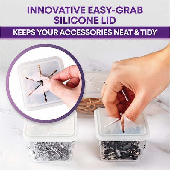 6-Piece Clear Plastic Drawer Organizer Set with Silicone Lids for Accessories Storage