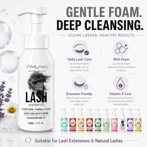 TWILASH Gentle Foaming Lash Shampoo 500ml - Daily Cleanser for Extensions & Natural Lashes